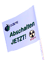 Demofahne des Umweltinstiturts München: Abschalten jetzt!